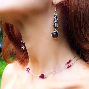 Vintage Sterling Silver & Amethyst Station Necklace